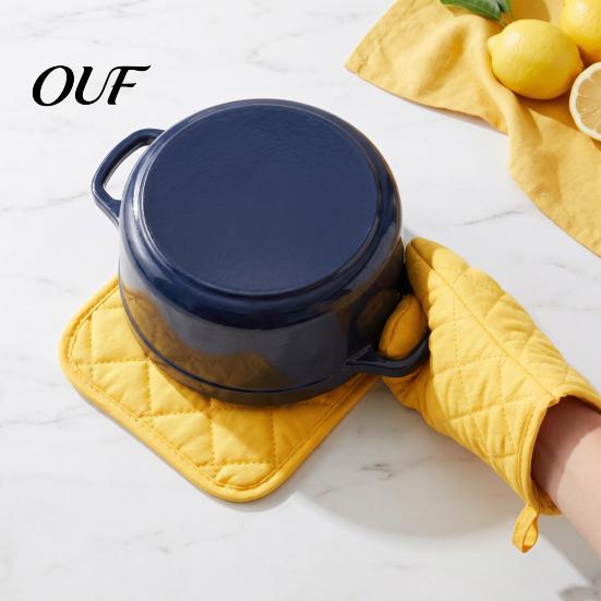 Heat Proof Mat Set 4Pcs Oven Mitts and Pot Holders Set, Resistant Cotton Kitchen Quilted Fabric Potholders Gloves, Insulated Mats for Baking