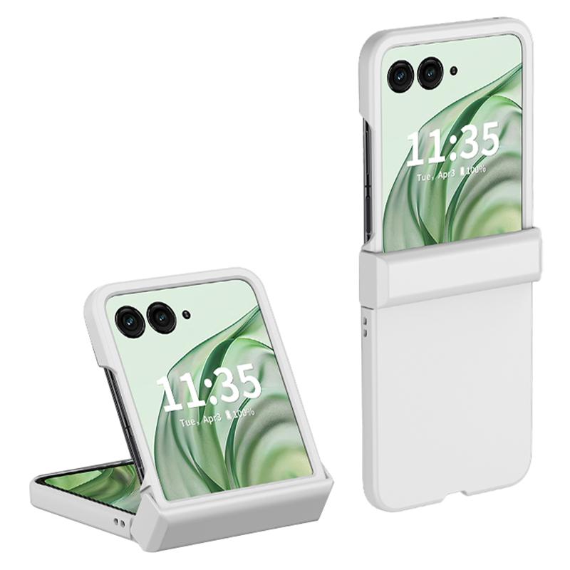 

For Motorola Razr 50 Ultra 5G Case Hinge Protection Skin-Touch PC Phone Cover White