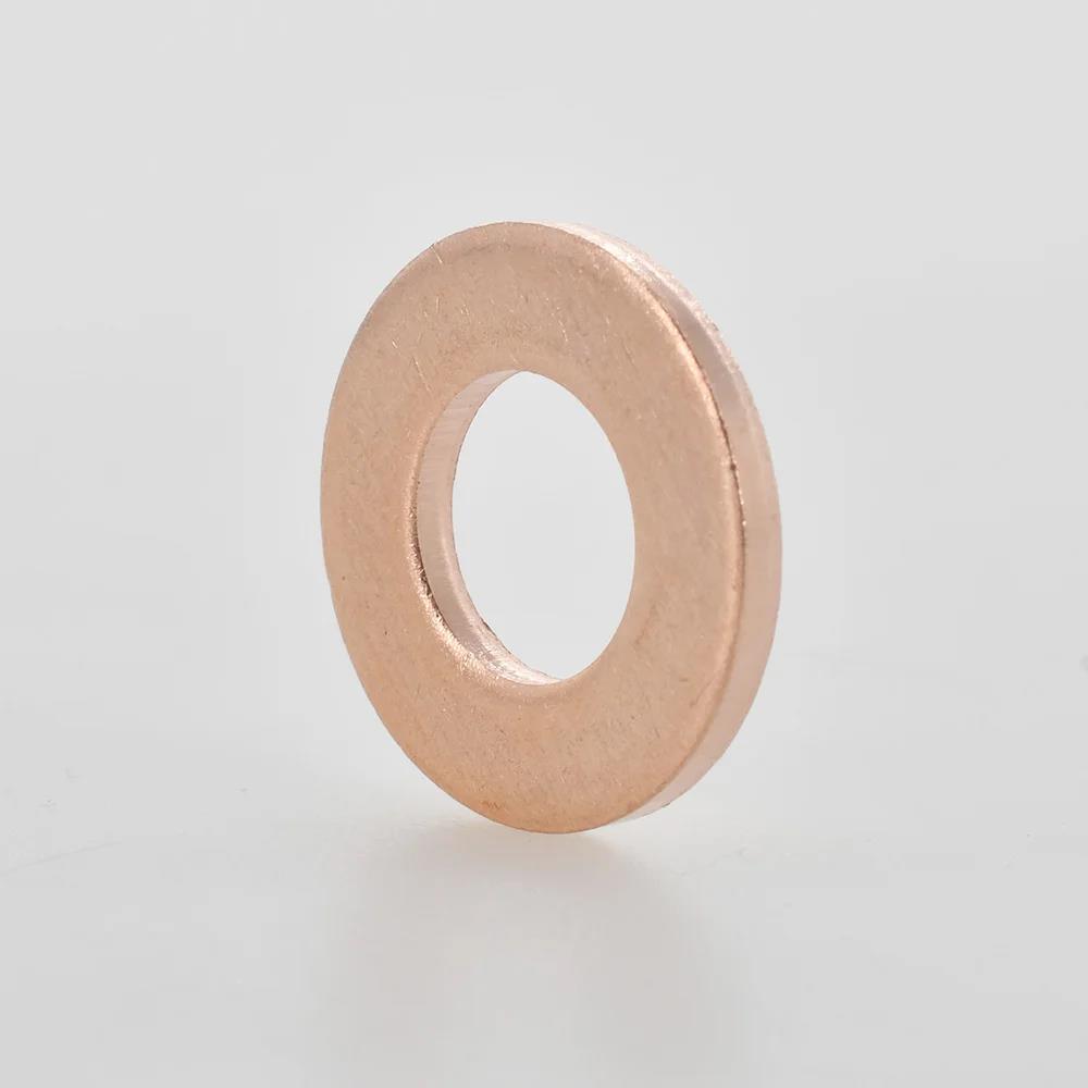 Solid Pure Copper Flat Washers Gasket Seal Ring M5 M6 M8 M10 M12 M14 M16 Metric Crush Washers For Sump Plug Oil Pipe Boat Repair Oil Drain Plugs 3