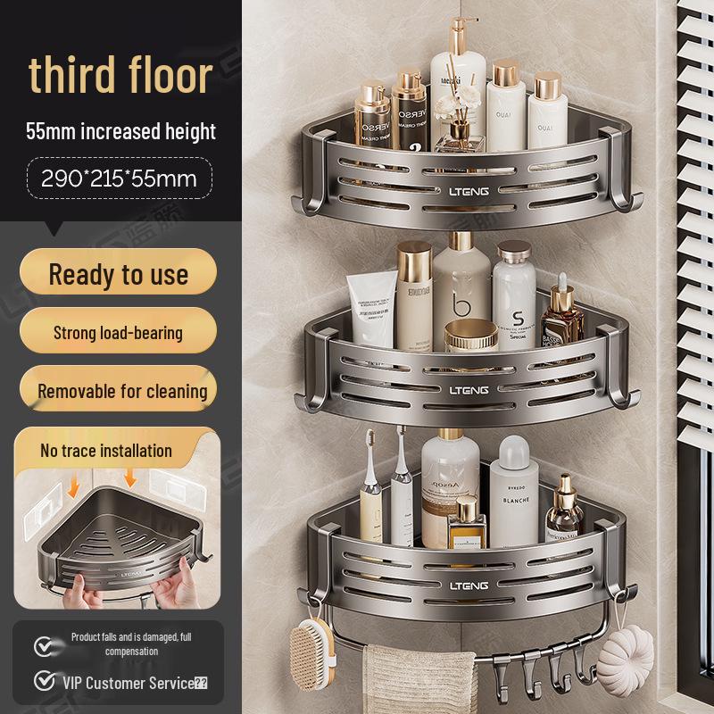 Punch-Free Traceless Wall-Mounted Bathroom Corner Shelf