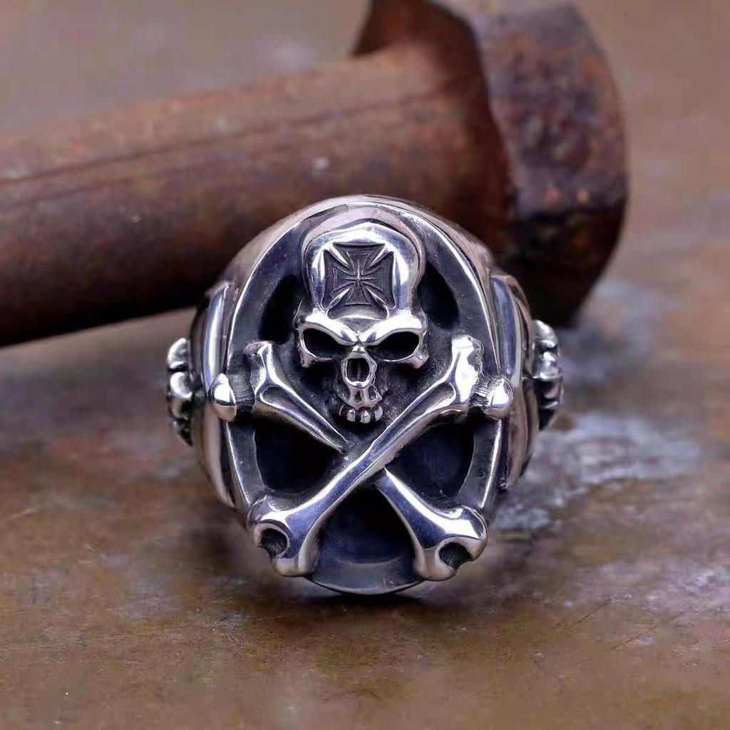 Heavy Industry Design Retro American Dead Skull Ring Fashionable Men's Single Ring Ins