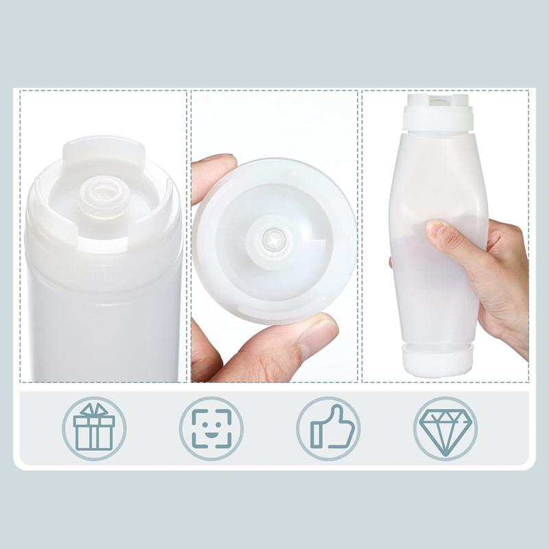 480ml Double-Ended Plastic Squeeze Bottles Large Capacity Sauce Dispenser Condiment Squeeze Bottle Self Sealing Ketchup Bottle
