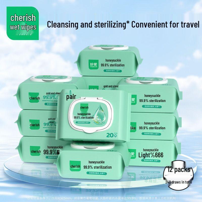 Honeysuckle Scent Wet Wipes - Portable, Mild Cleaning Pack with Lid for Student and Adult Use