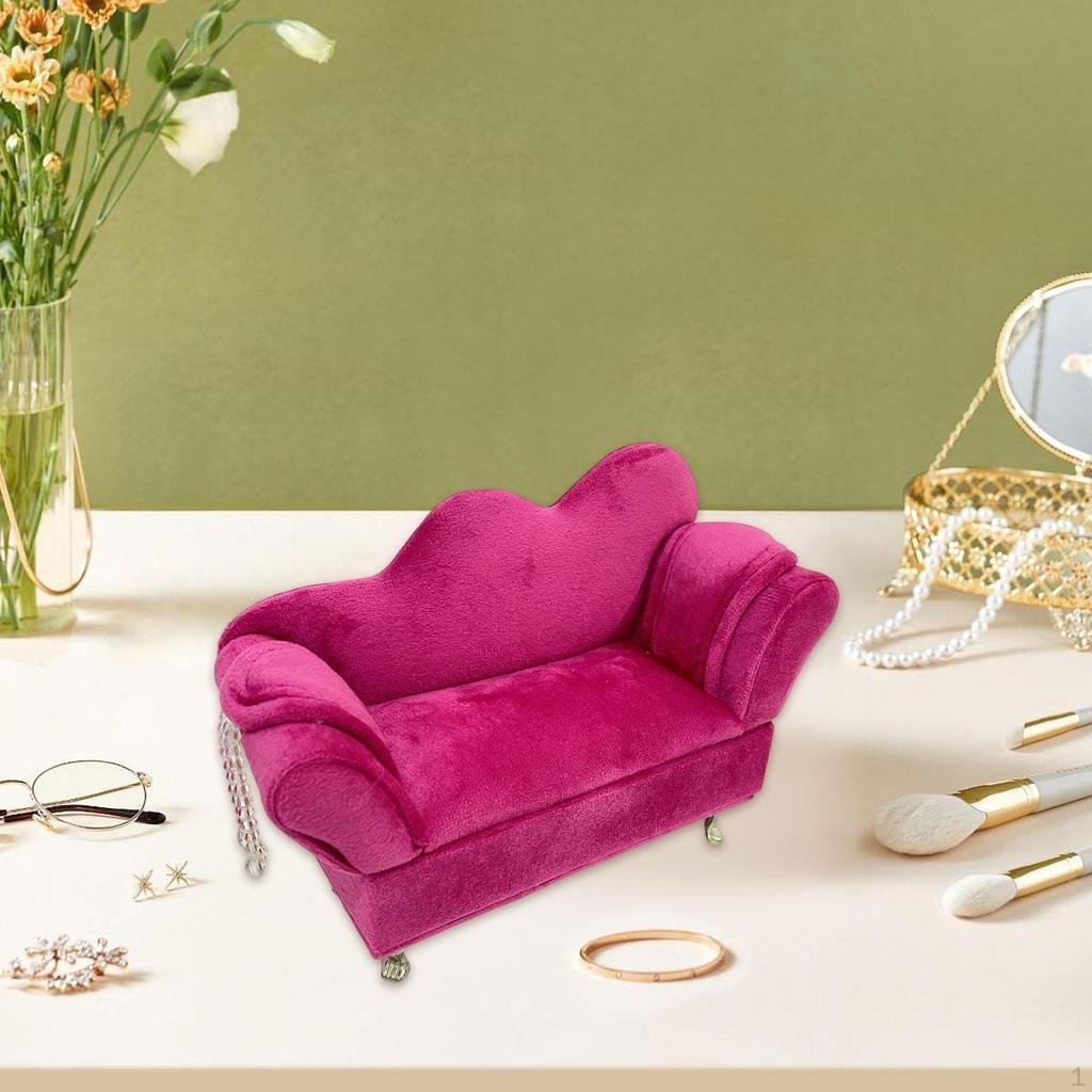 Sofa Schmuckkästchen Vitrine Sammlerstück Staubdicht Tragbarer Organizer Schmuck für Ringe