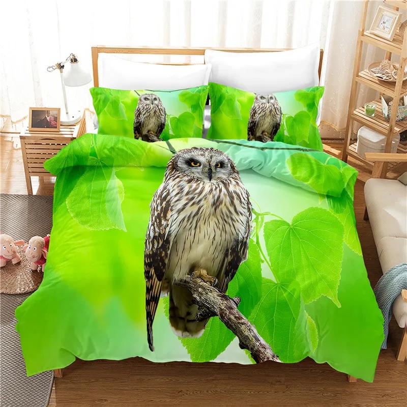 

Dropshiping Beding Set Lifelike Animal Owl House De Couete 240x20 Dekbedovertrek 260x240 Bedlinen Bed Cover Set Pilowcases 100*200cm Single