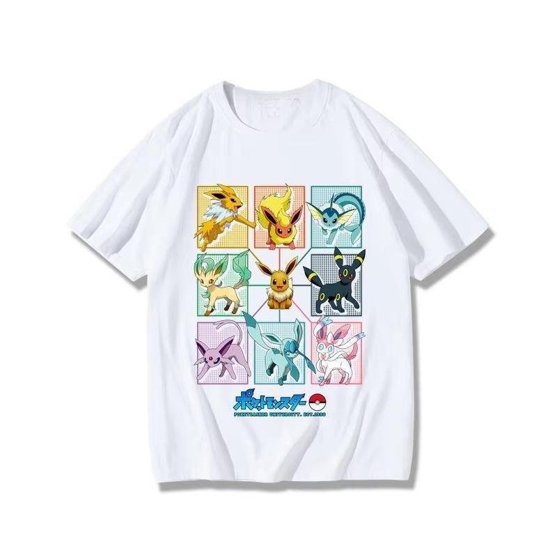 Pokémon Cartoon Eevee Cherry Blossom Children's T-shirt Summer New Loose Fashionable Casual Harajuku Short Sleeved Top