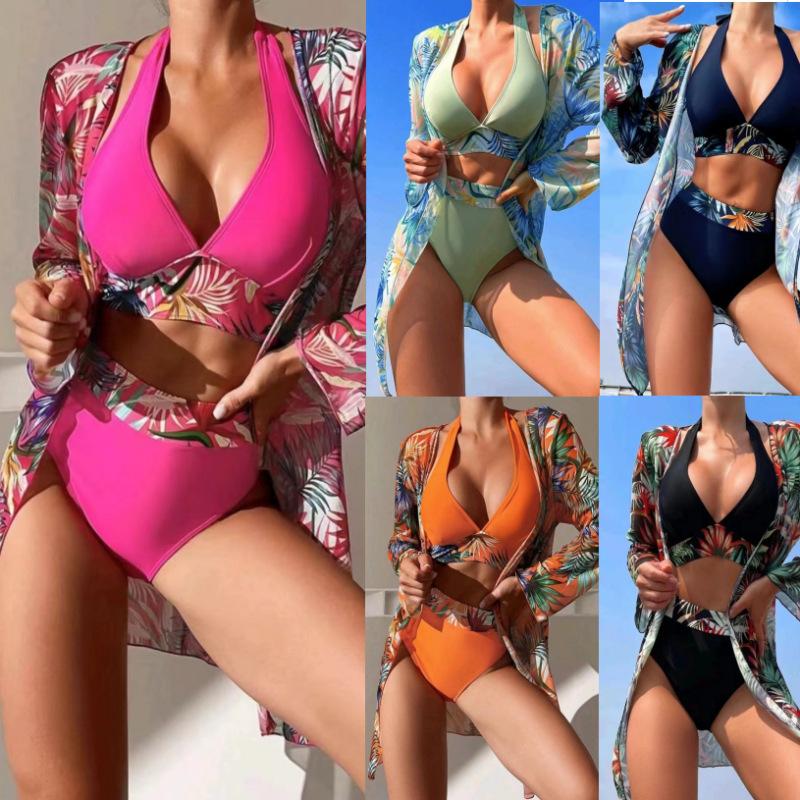 Swimsuit European And American Three-Piece Suit Split Bikini Sexy High Waist Swimsuit Women'S Bikini New