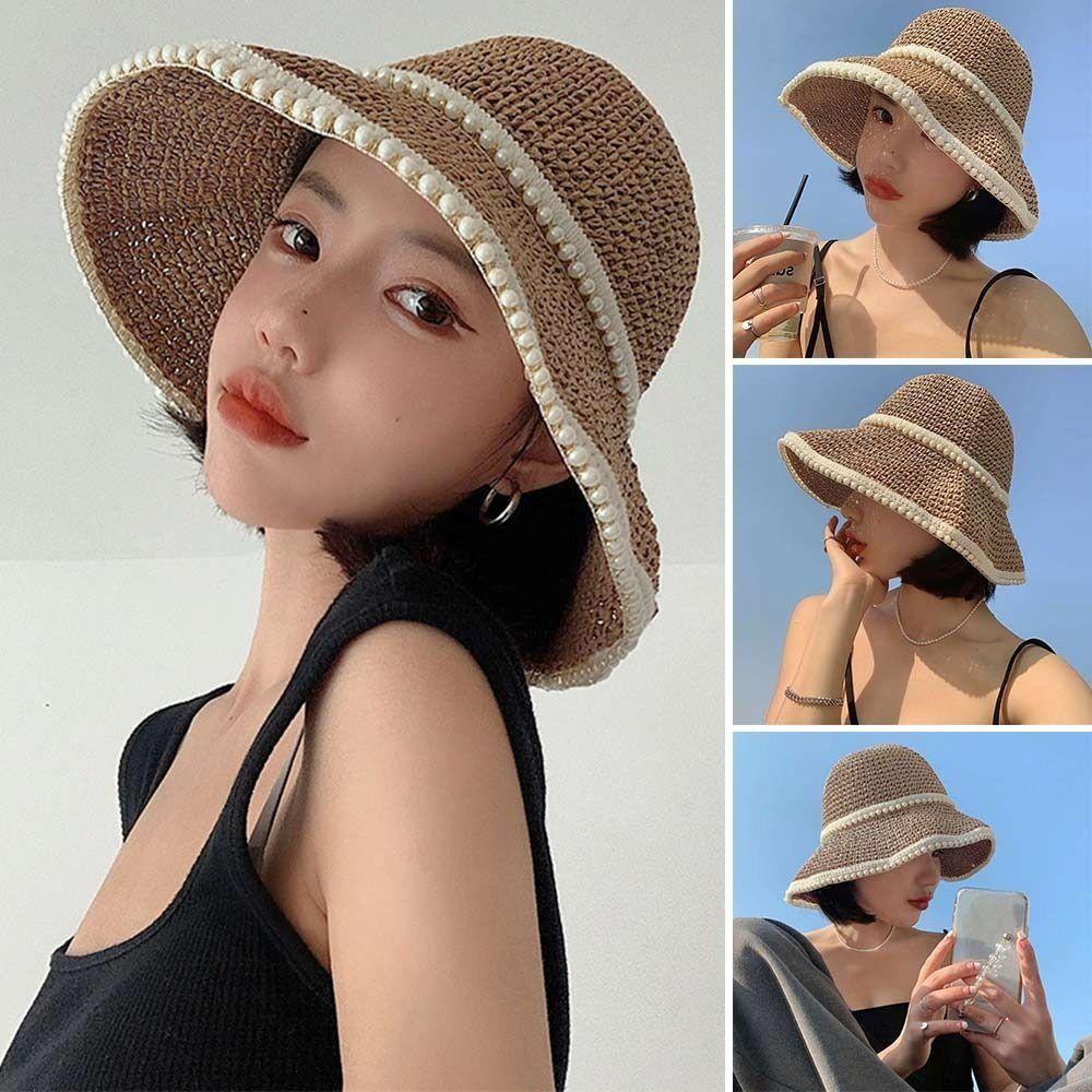 Breathable Straw Fisherman Hat Foldable Hollow Beach Cap Fashion Bucket Hat  for Spring Summer