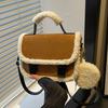 Korean Niche Popular Plush Bag 2025 Autumn New Fashion Chain Shoulder Bag Simple Retro Small Square Bag