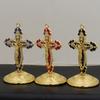 Handmade Enameled Zinc Crucifix Ornament Church Supplier Metal Crucifix with Stand Religious Decoration