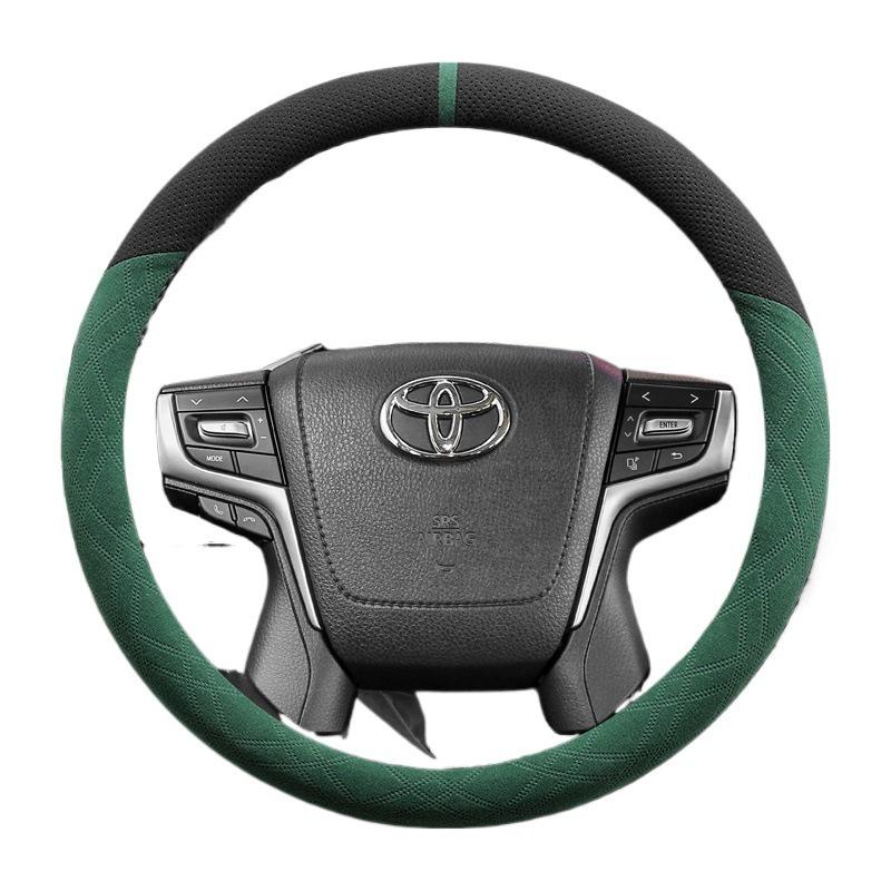 Suede Steering Wheel Cover for Toyota Prado, Camry (6th & 7th Gen), Reiz, Land Cruiser, and Land Cruiser Prado