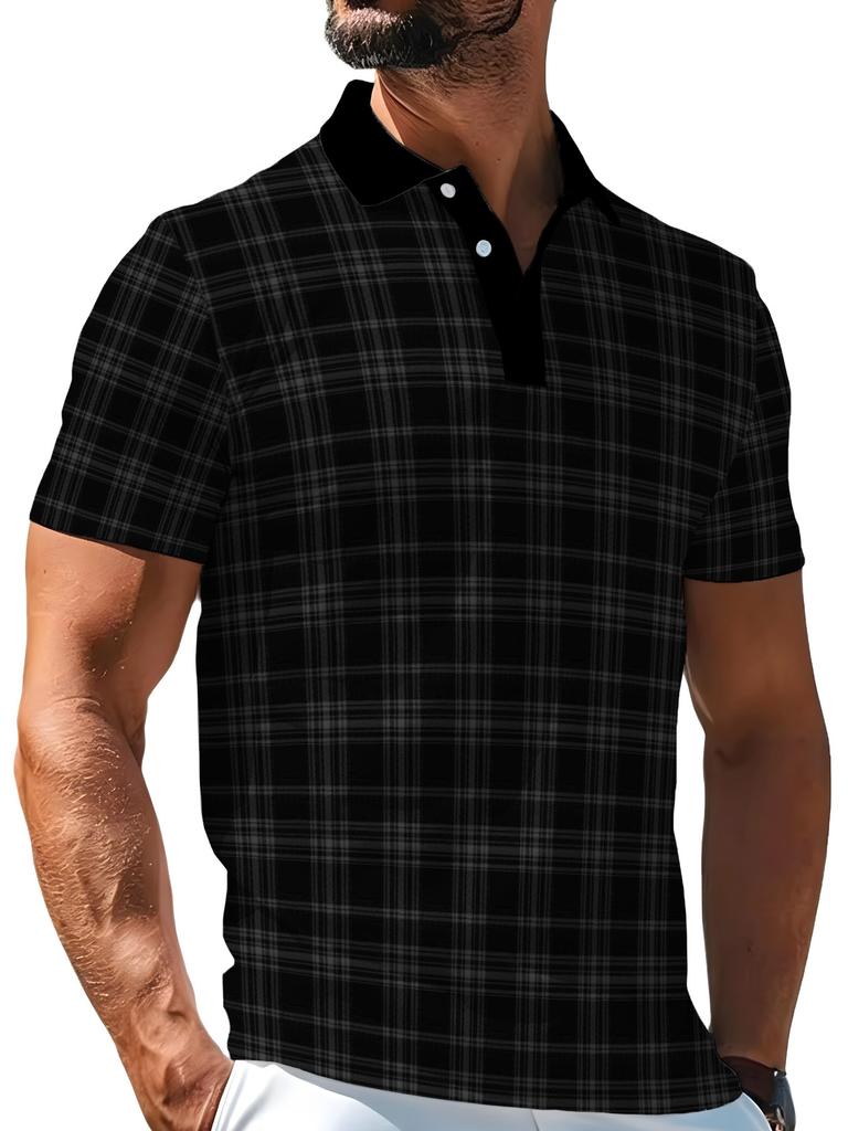Men'S Outdoor Polo Shirt, Multi-Sizes Available, Plaid Checkered Print, Fashionable Casual Comfortable, Men'S Top Suitable for Hiking And Outdoor