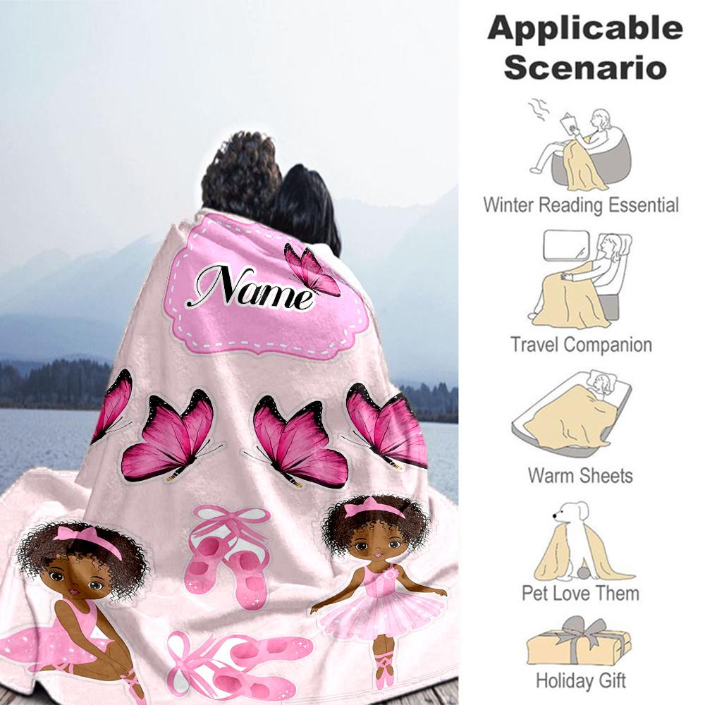 Pink Girl Customize Your Name Blanket Gift Customizable Blanket Soft Warm Cozy Suitable for Living Room Home Decor Livingroom Office Chair
