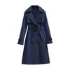 Windproof Women Trench Coat Double Breasted Long Overcoat with Belt and Notch Lapel Classic Outerwear for Fall Winter