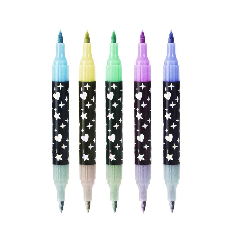 Dual-Headed Glitter Acrylic Marker Pen - Opaque, Double-Color, Superimposable