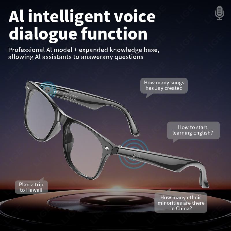 Smart Glasses Wireless Bluetooth Call Sunglasses Built-In Mic Speakers Touch Voice Assistant Intelnt Translation Glass