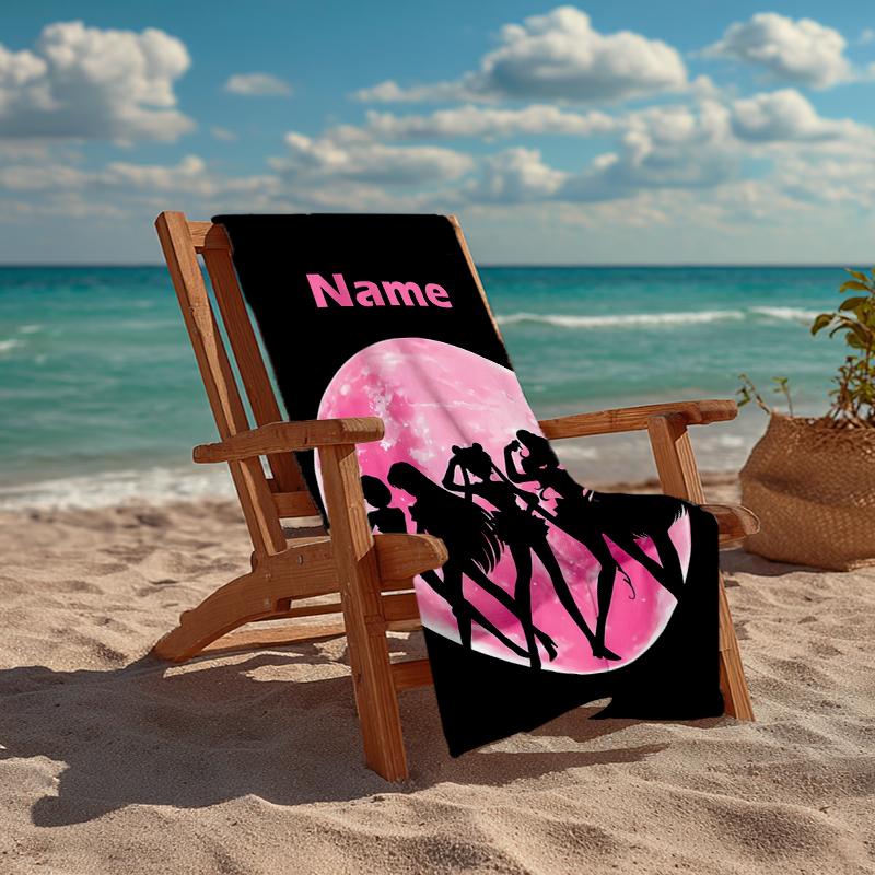 Custom Name Ultra-Soft Beach Towel with Sailor Moon Theme,Ideal for Pool - Camping, Diving - Perfect Travel Essential, Vibrant Beach Towel.