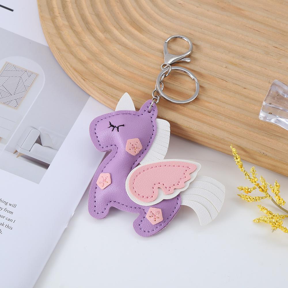 In-Stock Unicorn PU Leather Keychain: Stylish Pegasus Bag Charm