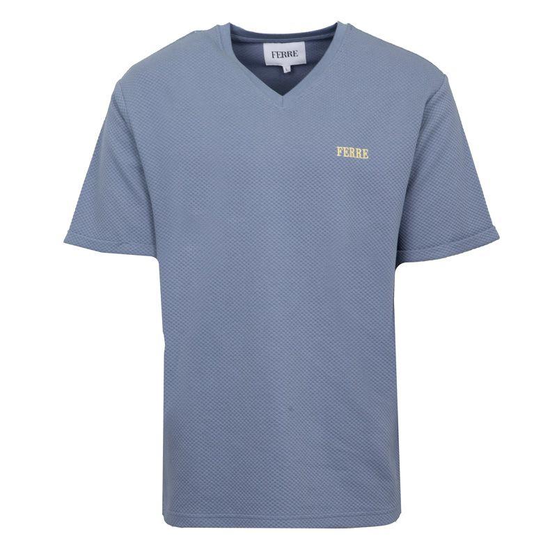 Men's Textured V-neck Short-sleeved T-shirt with Logo GIANFRANCO FERRE