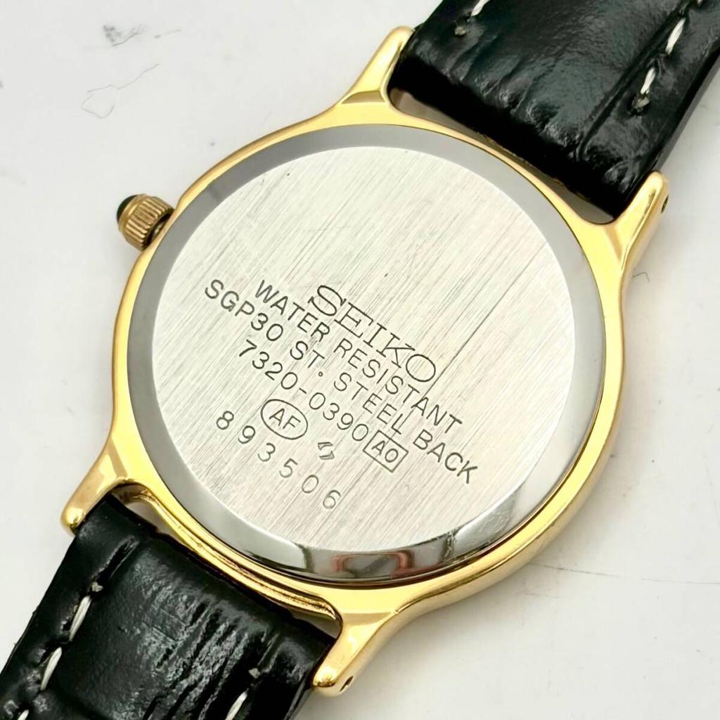 SEIKO Exceline Roman New Strap [Excellent Condition/ New Battery] Ladies' Watch, Gold, Numerals, 7320-0390 893506