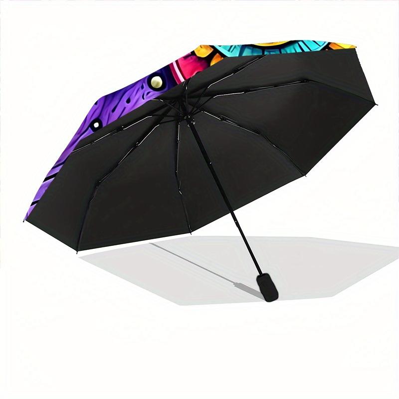 1 Stück Bunter Eulen-Mandala Faltbarer Regenschirm Mit Ausgezeichnetem UV-Schutz, 8 Speichen Lässiger Langlebiger Leichter Tragbarer Reise-Regenschirm Für M