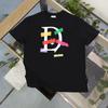 2025 Summer Original White Tape Pattern Letter Print Casual Couple T-Shirt