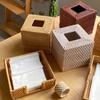 Nordischer Stil Gewebter Rattan Taschentuchbox Halter Quadratisch Rechteckig Wohnzimmer Esstisch Dekorative Aufbewahrung