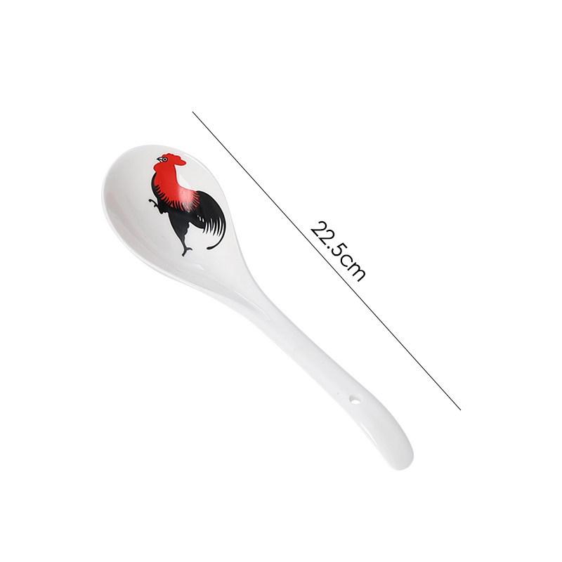 Retro Rooster Ceramic Dish - Vintage Han Dynasty Style for Snacks, Sauces & Seasoning, Ideal for Home, Hotel & Restaurant Use.