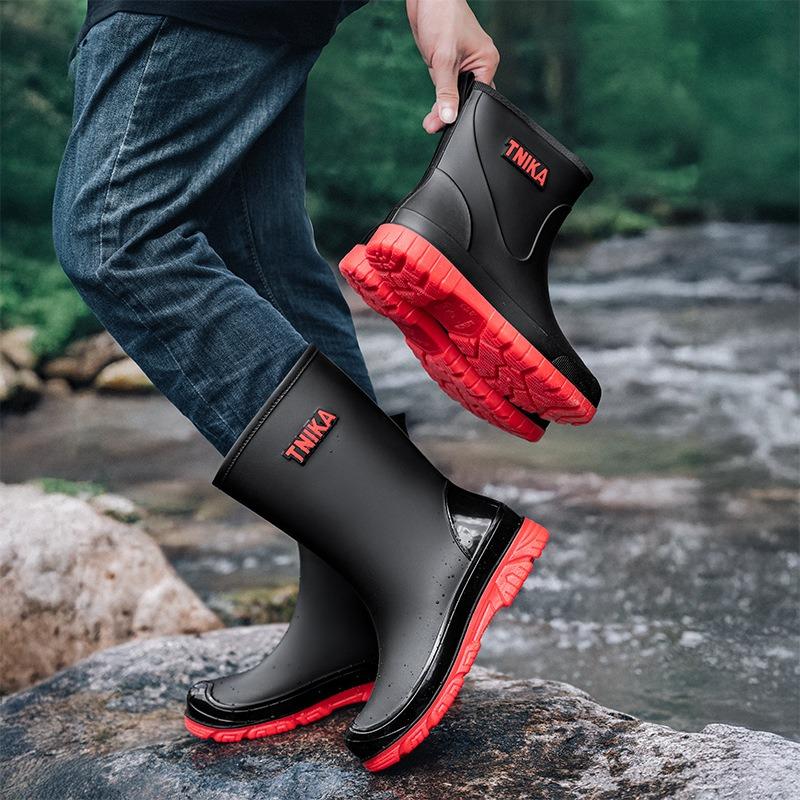 Multi-series high men's rain boots elastic rope mountaineering waterproof shoes 28/39 non-slip fishing wading boots