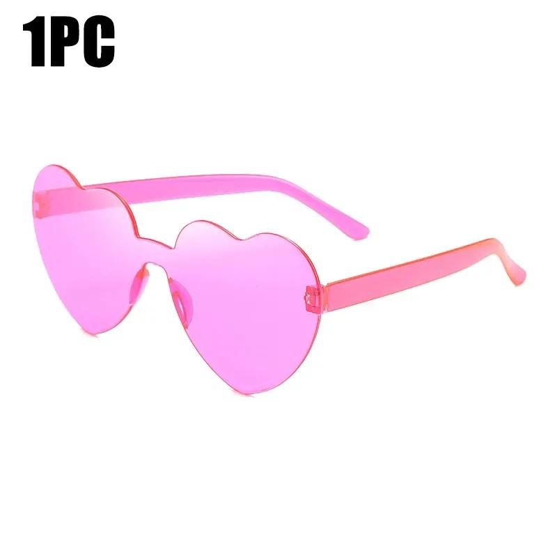 Sunglasses for Women Jelly Color Frameless Heart Shaped One-piece Glasses Dazzling Color Glasses
