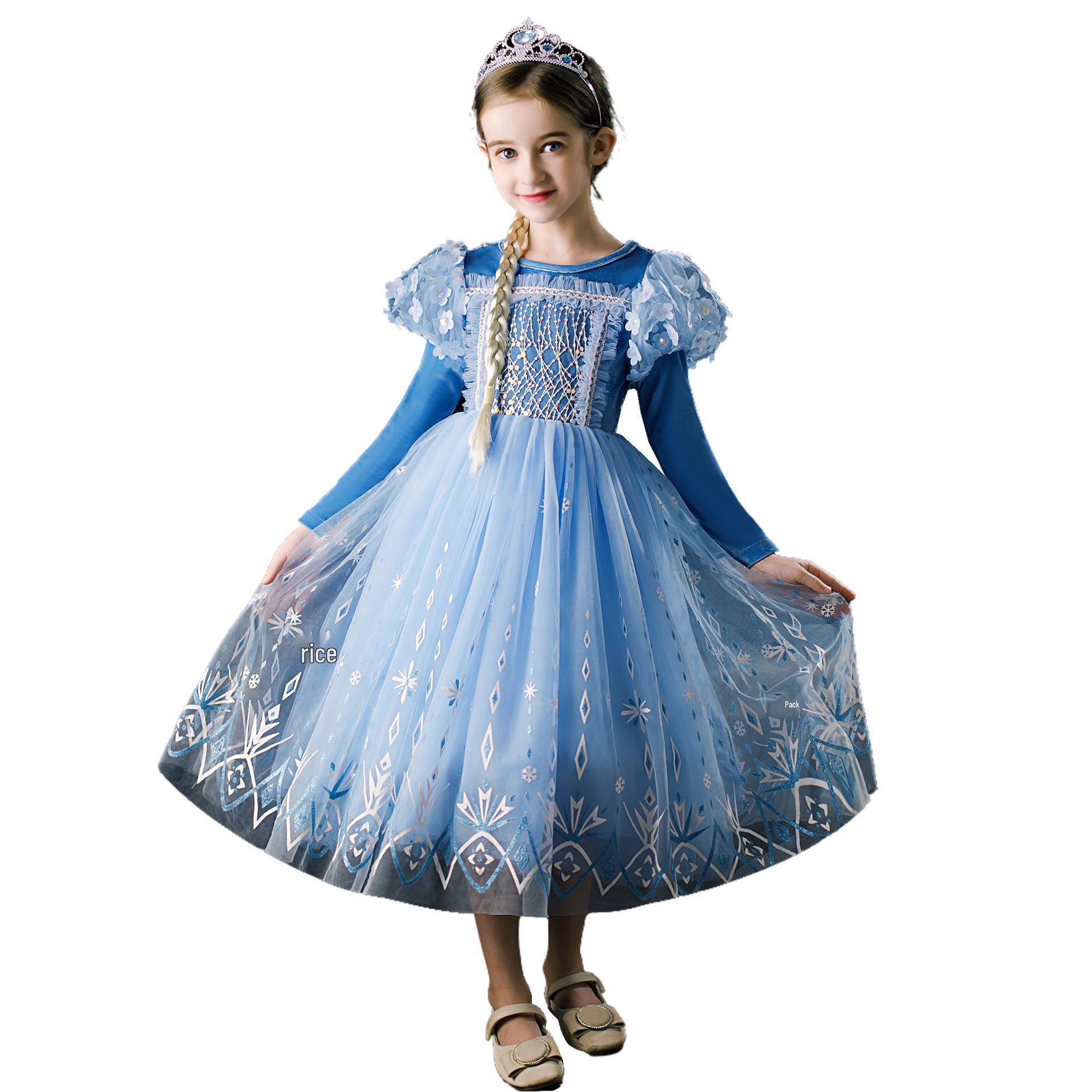 

2023 Autumn/Winter Elsa Princess Long Sleeve Dress - Frozen-Themed Halloween & Holiday Gift 140 cm