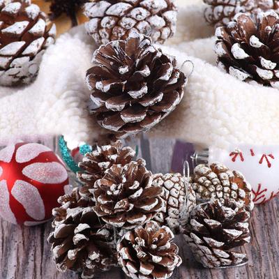 White Edge Pine Cones Christmas Tree Pendant Christmas Christmas Decoration Natural Natural Real Pine Cones Pine Cones