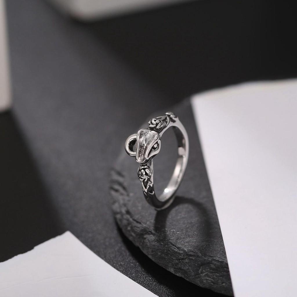 Anello Gatto Geometrico Europeo & Americano, Design Aperto Regolabile, Ornamento Animale Lavorato a Maglia per Dita.