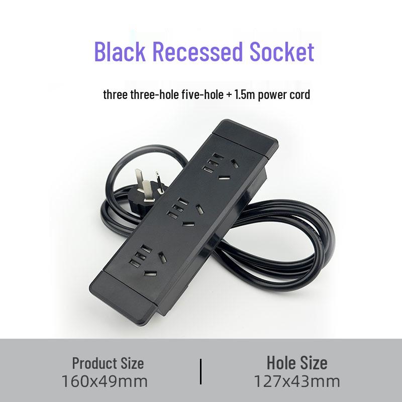 Embedded Desktop Power Strip with Extension Cord