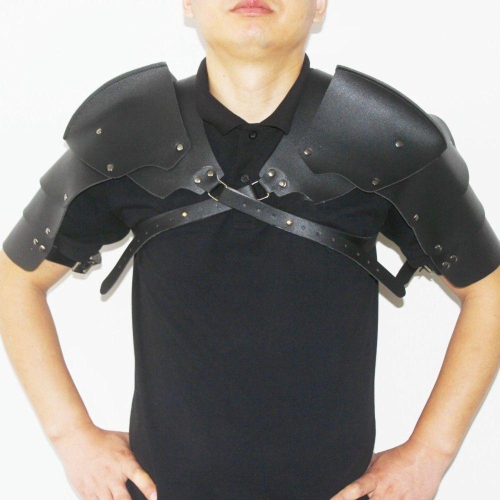 Cloak Leather Harness Black PU Leather Pu Shoulder Armor Medieval Viking Guards  Medieval Cosplay