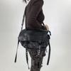 Ladies Vintage Denim Splicing Tote Bag Rivet Long Shoulder Strap Tassel Crossbody Bag