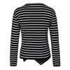 Modische Bluse für Damen, langärmelig, unregelmäßiges Hemd mit Streifenhemd mit V-Ausschnitt