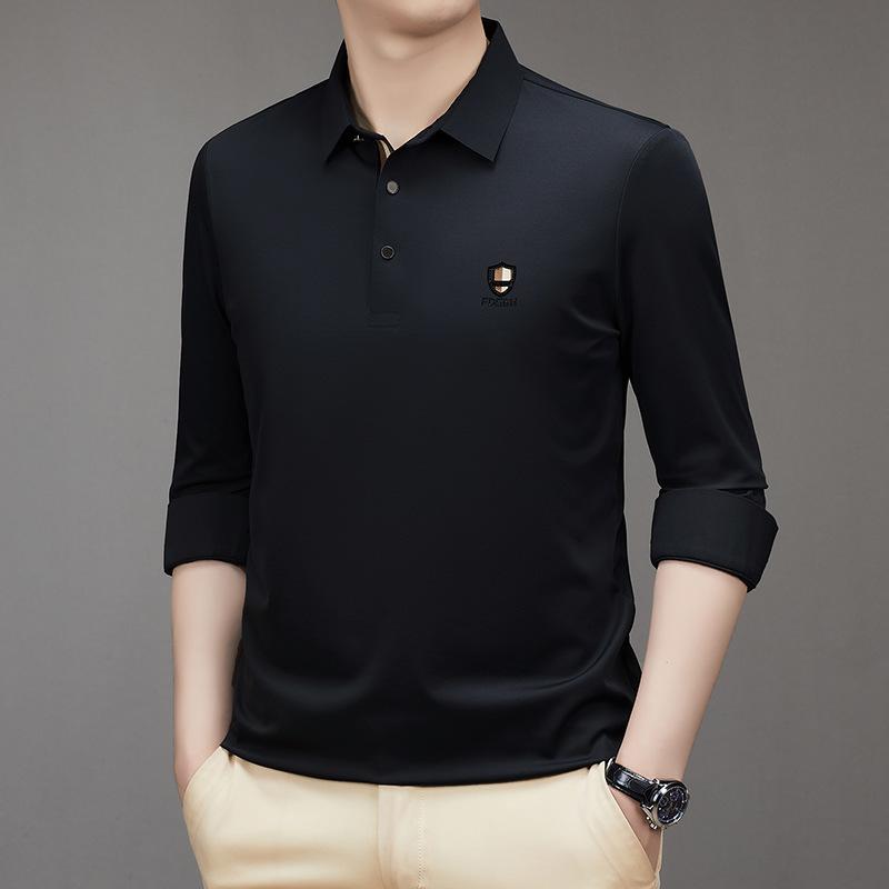 

Новая мужская рубашка-поло, весенне-осенняя футболка с длинными рукавами, простая повседневная молодежная однотонная мужская одежда 4XL
