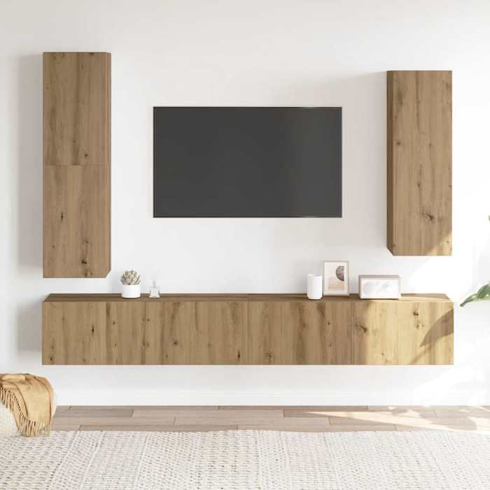 VidaXL Wall-Mounted TV Unit Set 4 Pcs Artisan Oak, TV Stand, Media Unit, TV Console, Hi-Fi Unit, Center 3329154