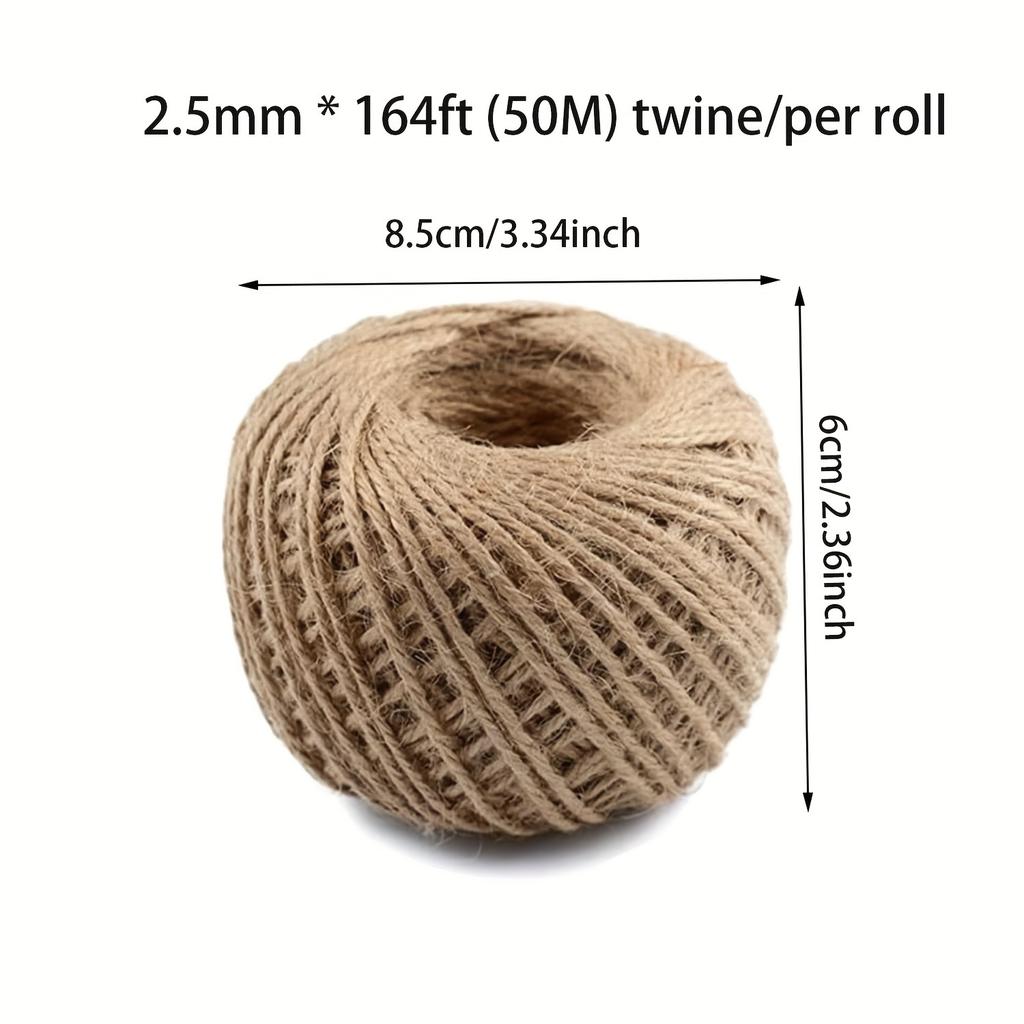 Natural Jute Twine 1.5 mm/2.5mm,(100M/28M) Natural Hemp Twine for Craft Gift Wrapping Packing Gardening Arts Decoration Wedding Decor