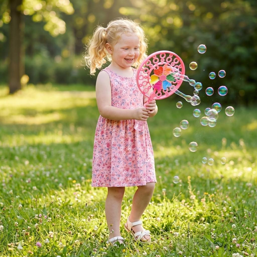 Handgehaltener Seifenblasenstab mit Doppelring-Design Mehrere Blasenöffnungen Cartoon-Stil Seifenblasen-Spielzeug für Kinder zum Spielen im Freien
