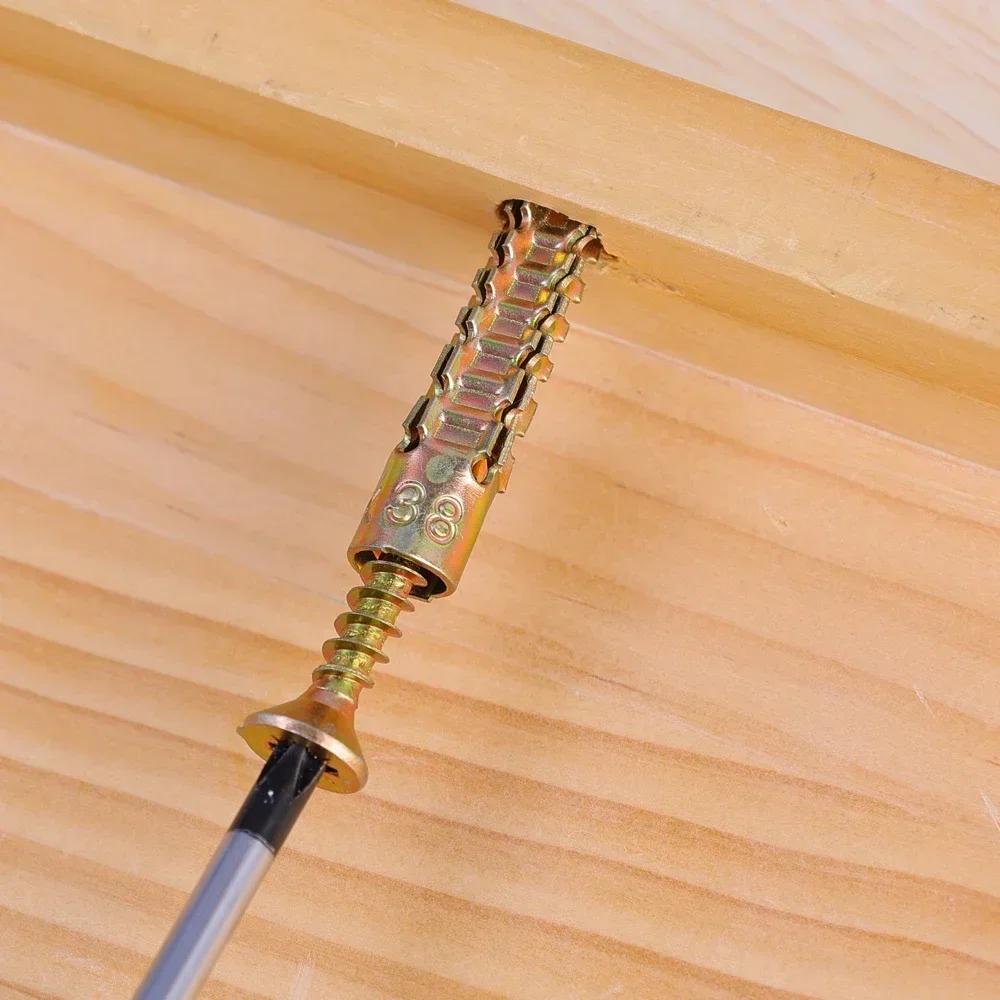 10/30Sets Metal Expansion Tube Pipe Self Tapping Screw Drilling Plug Solid Serrated Thorny Wall Anchor Expansion Bolt Fasteners