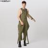 INCERUN Men Strap Solid Color Baggy Dungarees Overalls Drop-crotch Jumpsuits