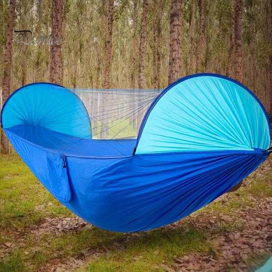 Outdoor Hammock Strong Load-bearing Solid Straps Easy Installation Auto Opening Anti-Mosquito Net Portable Swing with Anti-mosquito Camping Equipment
