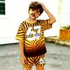 Kids Clothing Top Gradient Zebra Color 67 Printed Kids T-shirt and Shorts 2 Piece Set Summer Casual Outfit for Boy's and Girl's
