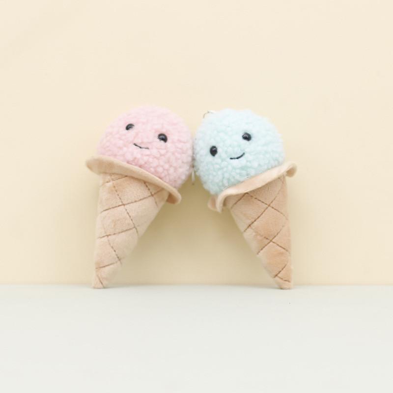 Adorable Ice Cream Plush Keychain With Short Plush And Pp Cotton Filling For Kids