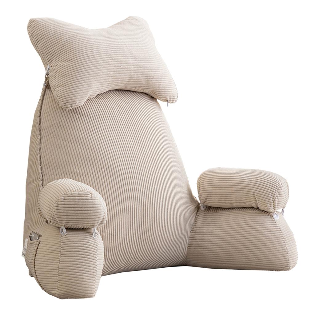 Reading Pillow for Sitting in Bed with Armrests and Pockets