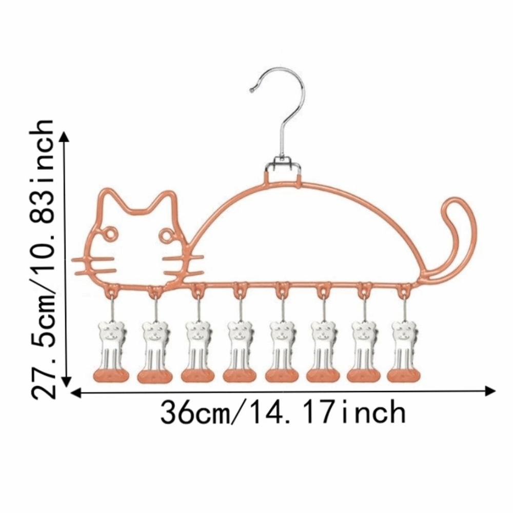 Cat Shape Socks Drying Rack Windproof Clothes Hanger Underwear Drying Clips  Indoor Outdoor Use