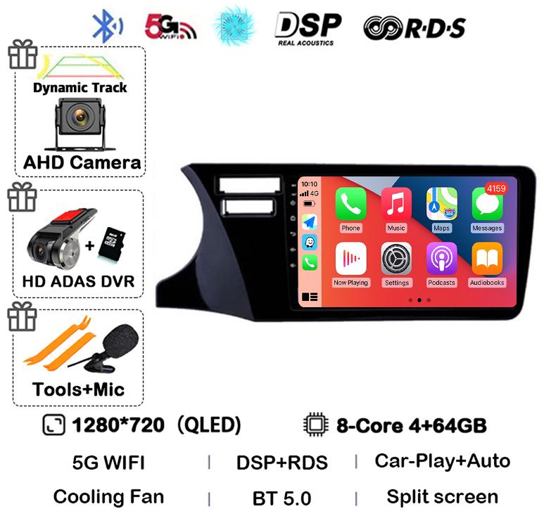 Android 14 Carplay Auto For Fit Honda City 2014 2015 2016 2017 Multimedia Stereo Car Radio DVD Video Player Navi Head Unit Audio