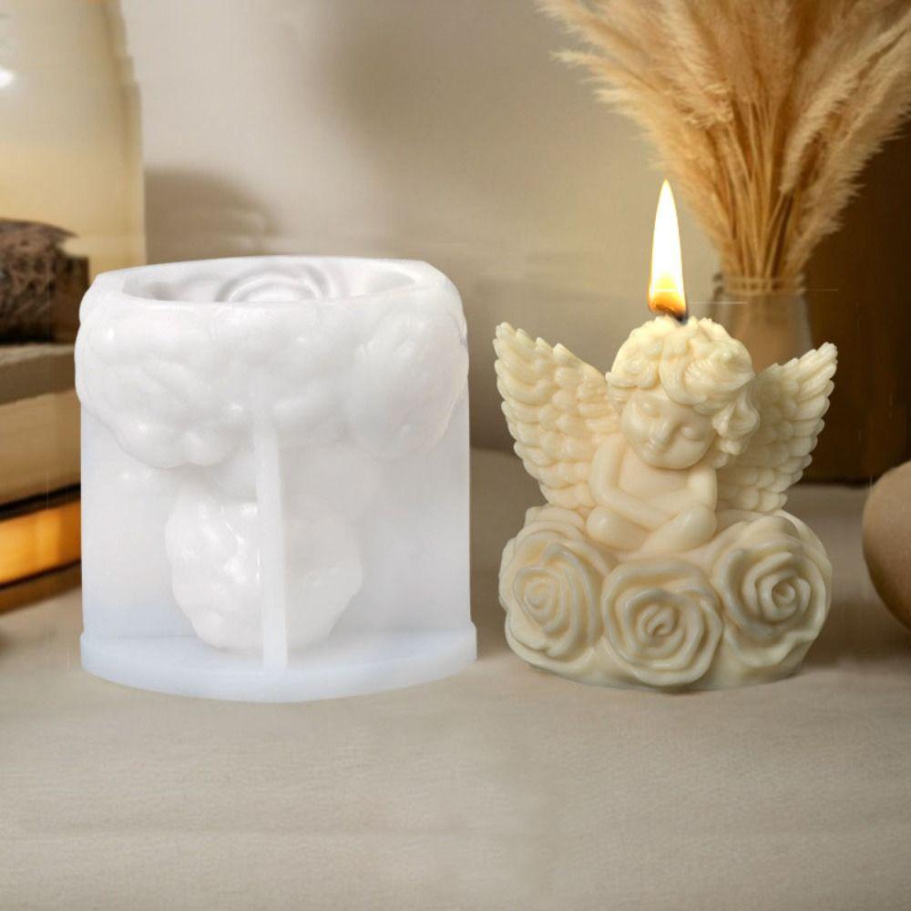

3D Rose Angel Mold Силиконовая форма для торта Форма для выпечки свечей Кухня Style A